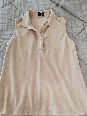 Tuckernuck Sleeveless Polo Tank in Light Beige